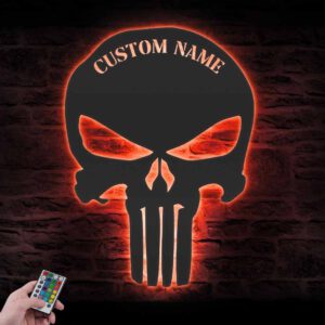 Custom-Punisher-Skull-Metal-Wall-Art-LED-Light-3