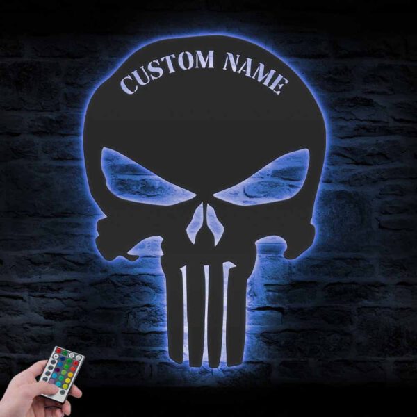 Custom-Punisher-Skull-Metal-Wall-Art-LED-Light-6