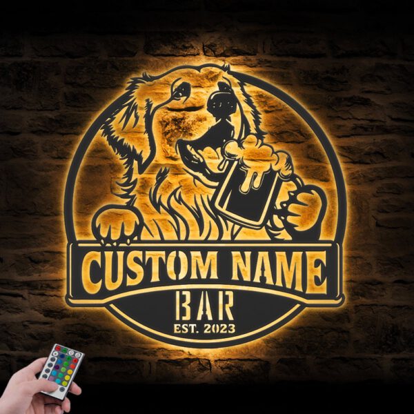 Custom-Pyrenean-Mountain-Dog-Thirsty-Beer-Pub-Metal-Wall-Art-LED-Light_3