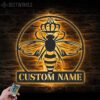 Custom-Queen-Bee-Metal-Wall-Art-LED-Light