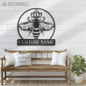 Custom-Queen-Bee-Metal-Wall-Art-LED-Light-2