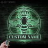 Custom-Queen-Bee-Metal-Wall-Art-LED-Light-3