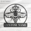 Custom-Queen-Bee-Metal-Wall-Art-LED-Light-4