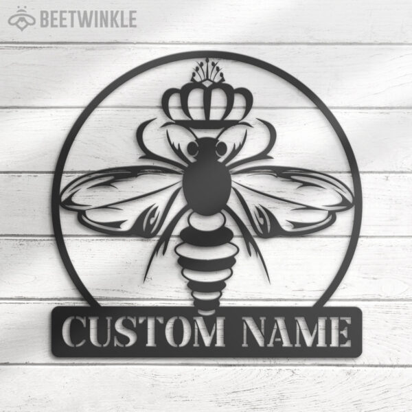 Custom-Queen-Bee-Metal-Wall-Art-LED-Light-4