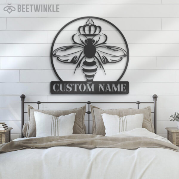 Custom-Queen-Bee-Metal-Wall-Art-LED-Light-5