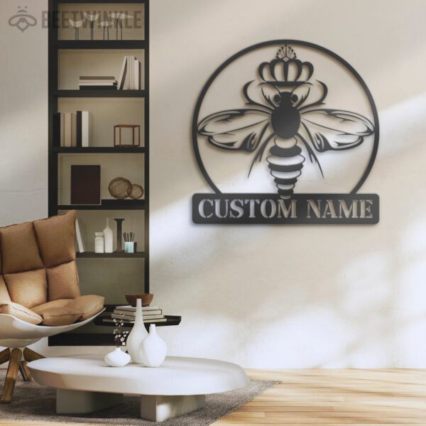 Custom-Queen-Bee-Metal-Wall-Art-LED-Light-6