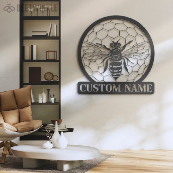 Custom-Queen-Bee-Metal-Wall-Art-LED-Light-7-1