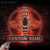 Custom-Queen-Bee-Metal-Wall-Art-LED-Light-7