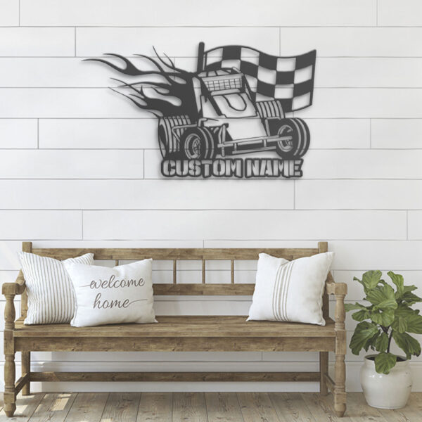 Custom-Racing-Flag-Sprint-Car-Metal-Wall-Art-LED-Light-11-2