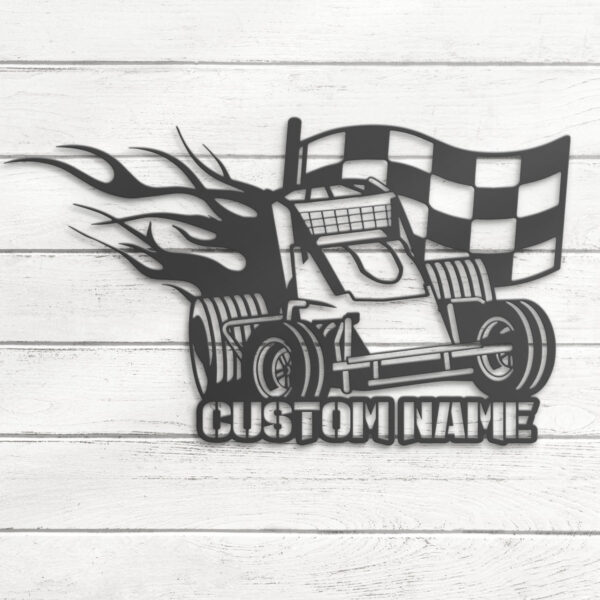 Custom-Racing-Flag-Sprint-Car-Metal-Wall-Art-LED-Light-12-2