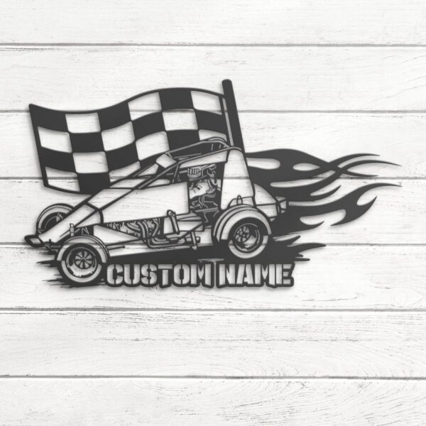 Custom-Racing-Flag-Sprint-Car-Metal-Wall-Art-LED-Light-15