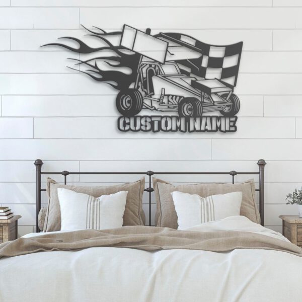 Custom-Racing-Flag-Sprint-Car-Metal-Wall-Art-LED-Light-2-5