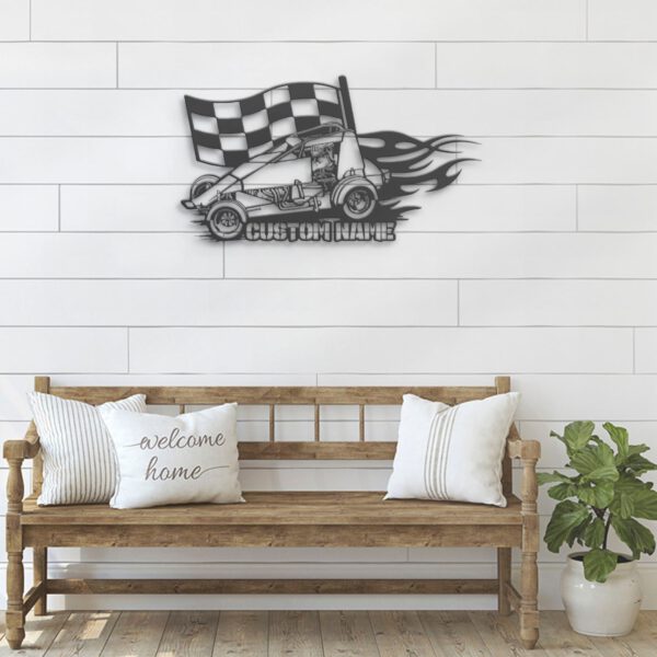 Custom-Racing-Flag-Sprint-Car-Metal-Wall-Art-LED-Light-2-6