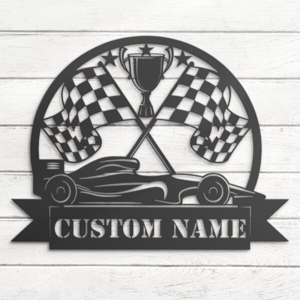 Custom-Racing-Flag-Sprint-Car-Metal-Wall-Art-LED-Light-3