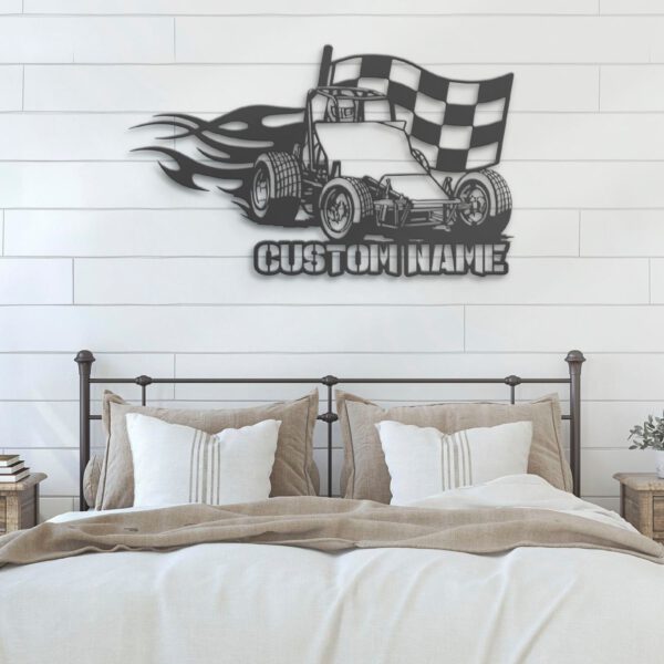 Custom-Racing-Flag-Sprint-Car-Metal-Wall-Art-LED-Light-8-3