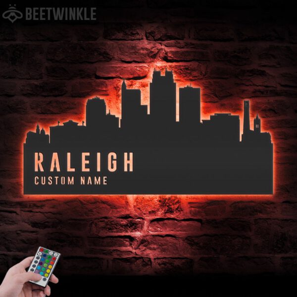 Custom-Raleigh-Skyline-Metal-Wall-Art-LED-Light-6