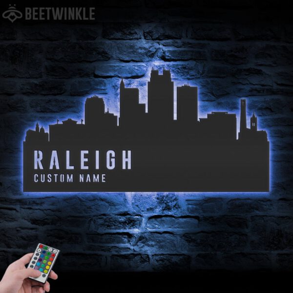 Custom-Raleigh-Skyline-Metal-Wall-Art-LED-Light-8