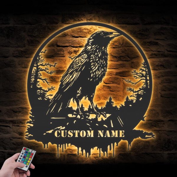 Custom-Raven-Metal-Wall-Art-with-LED-Light-2-2