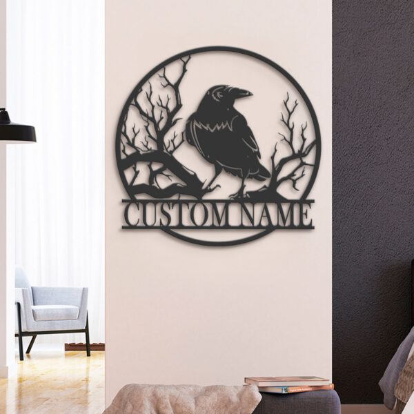 Custom-Raven-Metal-Wall-Art-with-LED-Light-2