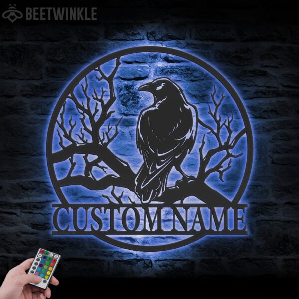 Custom-Raven-Metal-Wall-Art-with-LED-Light-4-1