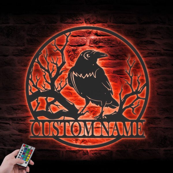 Custom-Raven-Metal-Wall-Art-with-LED-Light-4