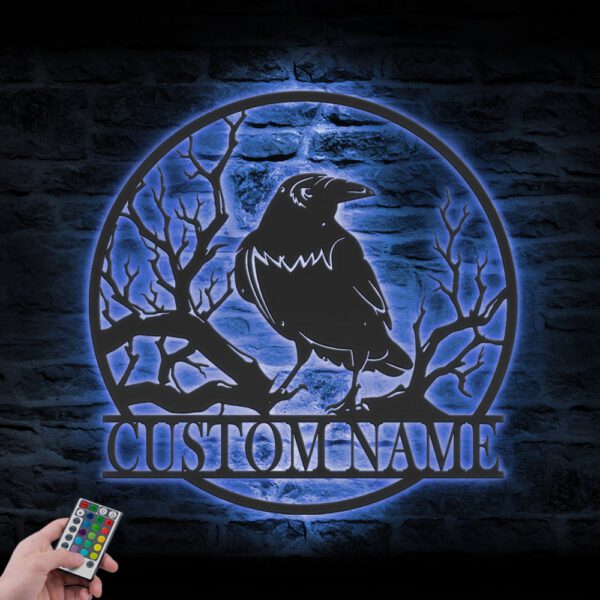 Custom-Raven-Metal-Wall-Art-with-LED-Light