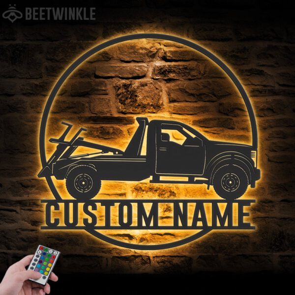 Custom-Rotator-Tow-Truck-Driver-Metal-Wall-Art-LED-Light-4-1