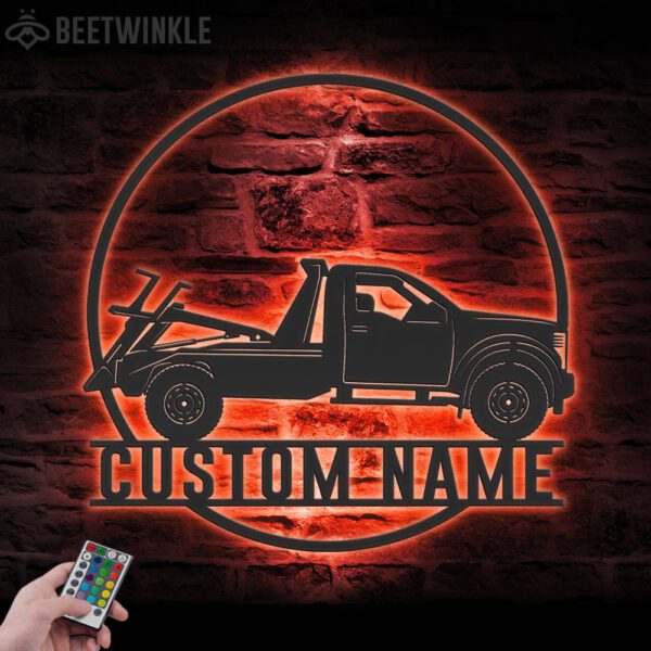 Custom-Rotator-Tow-Truck-Driver-Metal-Wall-Art-LED-Light-5-1