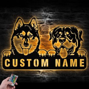 Custom-Rottweiler-And-Husky-Metal-Wall-Art-LED-Light_1