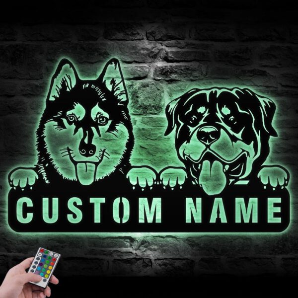 Custom-Rottweiler-And-Husky-Metal-Wall-Art-LED-Light_6