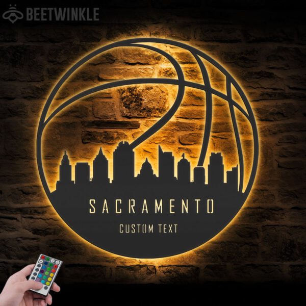 Custom-Sacramento-Skyline-Basketball-Metal-Wall-Art-LED-Light-3