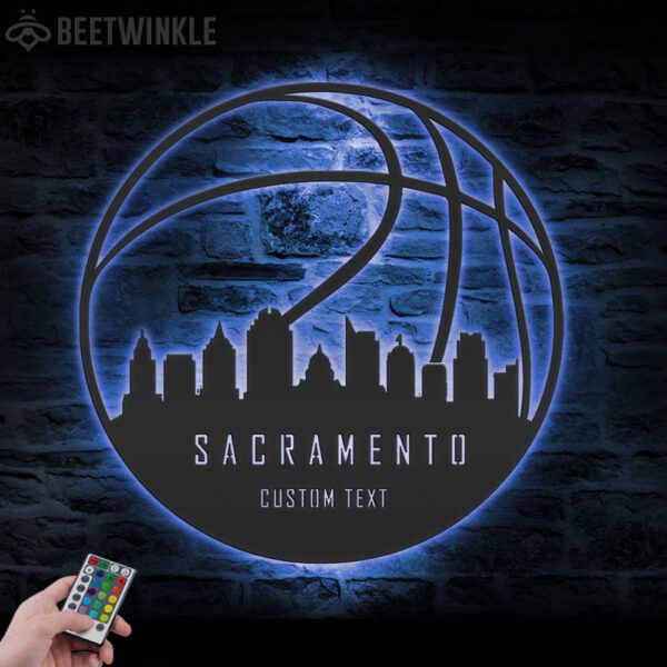 Custom-Sacramento-Skyline-Basketball-Metal-Wall-Art-LED-Light-4