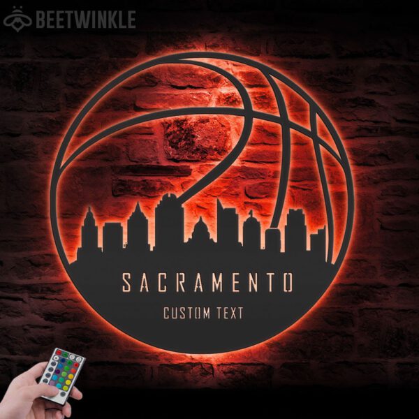 Custom-Sacramento-Skyline-Basketball-Metal-Wall-Art-LED-Light