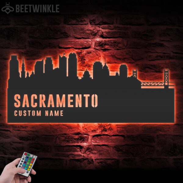 Custom-Sacramento-Skyline-Metal-Wall-Art-LED-Light-7