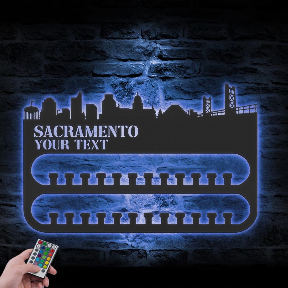 Custom-Sacramento-Skyline-Sport-Medal-Hanger-With-Led-Light_5