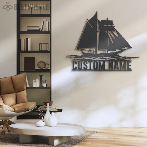 Custom-Sailing-Schooner-Topsail-Metal-Wall-Art-LED-Light-4