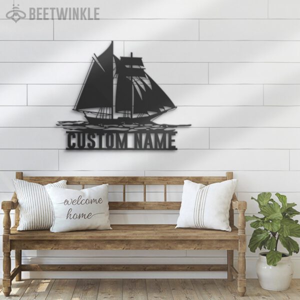 Custom-Sailing-Schooner-Topsail-Metal-Wall-Art-LED-Light-7