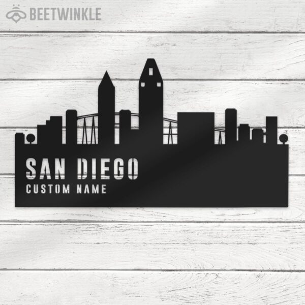 Custom-San-Diego-Skyline-Metal-Wall-Art-LED-Light-3