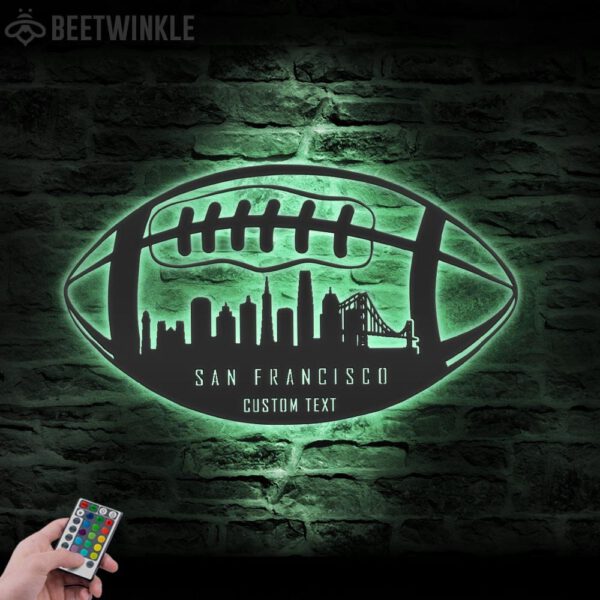 Custom-San-Francisco-Skyline-American-Football-Metal-Wall-Art-LED-Light-4