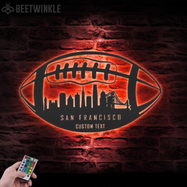 Custom-San-Francisco-Skyline-American-Football-Metal-Wall-Art-LED-Light-7