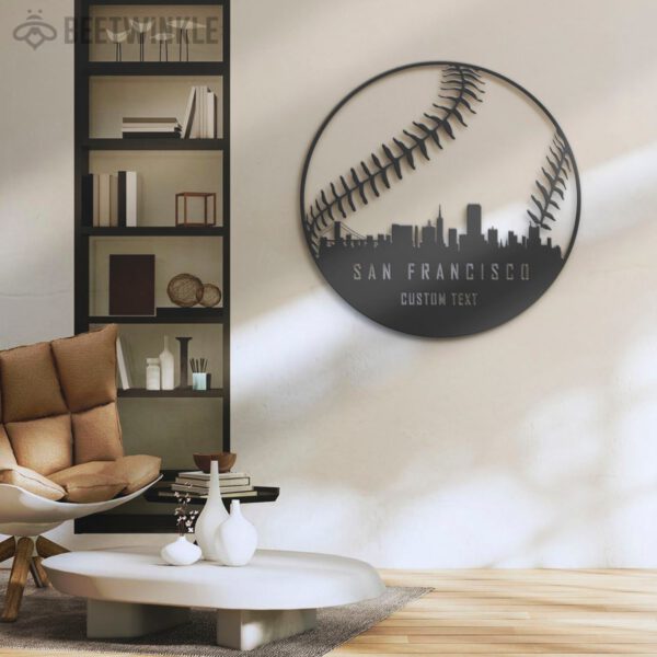 Custom-San-Francisco-Skyline-Baseball-Metal-Wall-Art-LED-Light-3