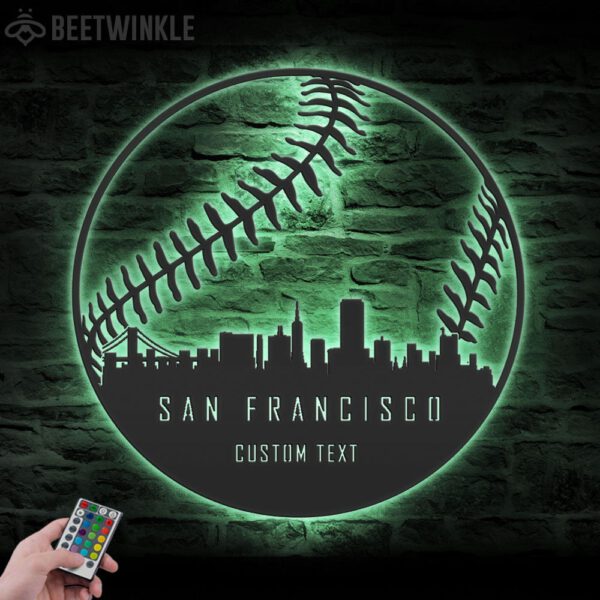 Custom-San-Francisco-Skyline-Baseball-Metal-Wall-Art-LED-Light-6