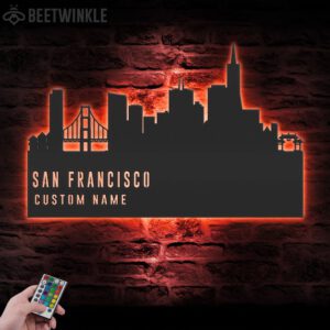 Custom-San-Francisco-Skyline-Metal-Wall-Art-LED-Light-3