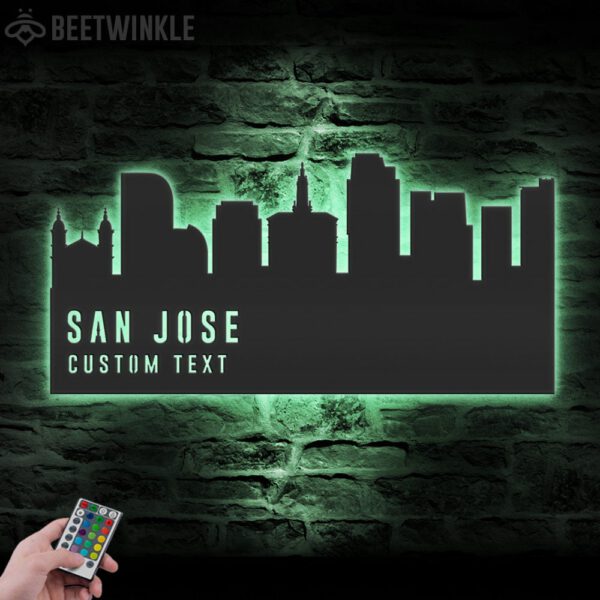 Custom-San-Jose-Skyline-Metal-Wall-Art-LED-Light