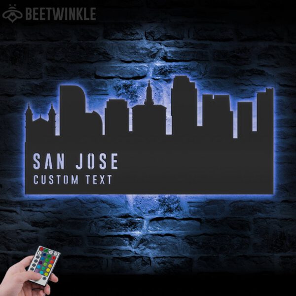 Custom-San-Jose-Skyline-Metal-Wall-Art-LED-Light-8