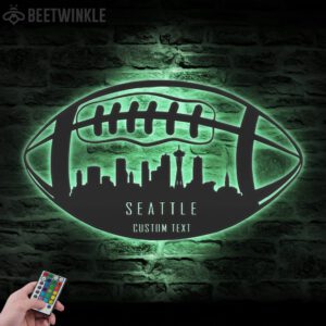 Custom-Seattle-Skyline-American-Football-Metal-Wall-Art-LED-Light-2