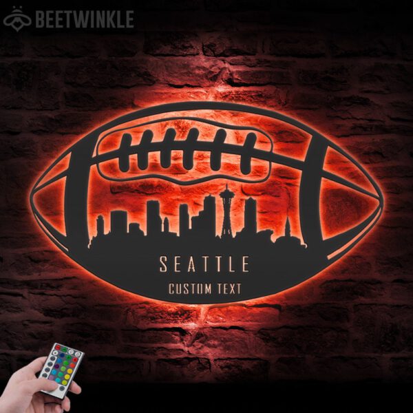 Custom-Seattle-Skyline-American-Football-Metal-Wall-Art-LED-Light-6