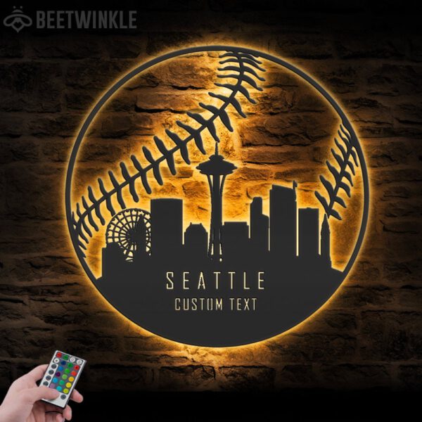 Custom-Seattle-Skyline-Baseball-Metal-Wall-Art-LED-Light-2