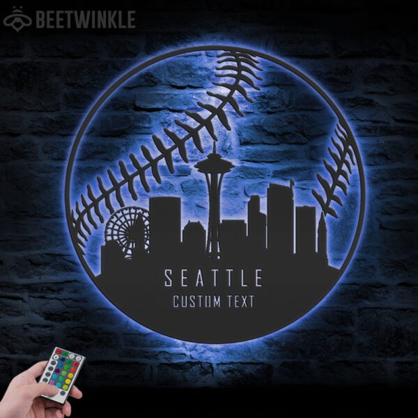 Custom-Seattle-Skyline-Baseball-Metal-Wall-Art-LED-Light-5