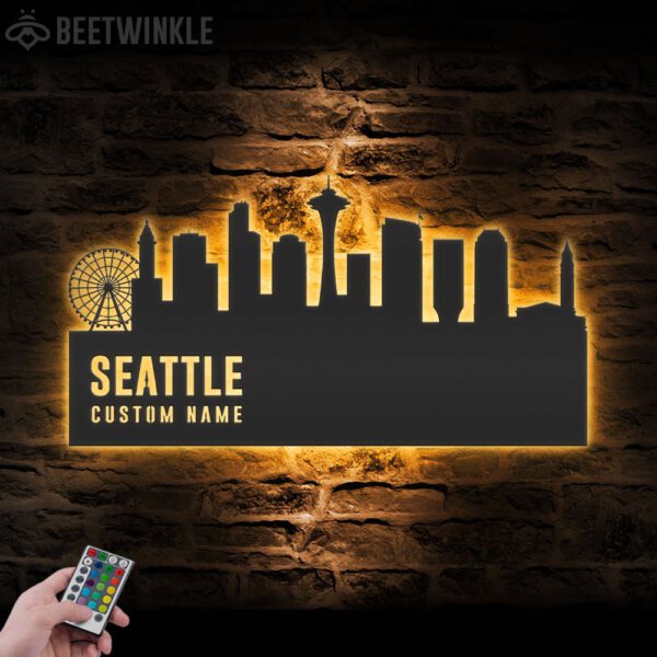 Custom-Seattle-Skyline-Metal-Wall-Art-LED-Light-5